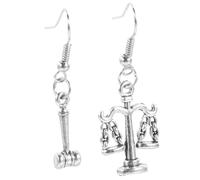 FRCOLOR Justice Gavel Dangle Earrings for Women Metal Lawyer Earrings Lightweight Comfortable for Law Students Judges Unique Decorative Jewelry for Daily Wear