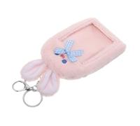 FRCOLOR K-pop Rabbit Photocard Holder Keychain Plush Card Sleeve Cute Korean Style Id Badge Protector for Students Workers Travel Office Accessories