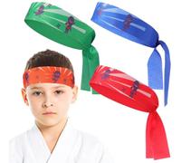 FRCOLOR Karate Headband 4-Pack Adjustable Tie Back Japanese Ninja Bandana Costume Accessories for Martial Arts Theme Birthday Party Favors