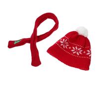 FRCOLOR Knitted Mini Christmas Hats and Scarves for Crafts Soft Snowman Doll Accessories with Red Snowflake Hat and Xmas Tree Scarf Decorative Holiday Ornaments for DIY Tree Wreath Garland