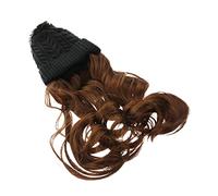FRCOLOR Knitted Wig Hat Long Curly Synthetic Hair Women’s One-Piece Beanie Cap Comfortable and Breathable Fine Workmanship Heat Resistant