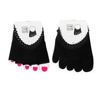 FRCOLOR Lace Five-toe Socks Black Women 2 Pairs Cotton Sponge Elastic Fiber Material Half Palm Design and Invisible Fit Comfortable No-show Socks for Seasons for Daily Wear