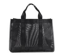FRCOLOR Large Capacity Waterproof Mesh Bag for Bathroom and Beach Use, Portable and Easy to Hold Resin Mesh Storage Tote with Design
