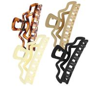 FRCOLOR Large Hair Claw Clips for Women Minimalist Retro Wave Design Durable Resin 4 Piece Set
