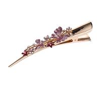 FRCOLOR Large Metal Duckbill Clip 1-piece Pink Hair Accessory Adjustable Flower Design for Women for Styling and Securing Hair in Hairstyles