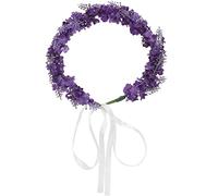 Frcolor Lavender Flower Crown Simulation Floral Headband Wedding Bridal Hair Garland Hair Wreath for Beach Vacation (Dark Purple)