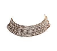 FRCOLOR Layered Crystal Multi-Chain Necklace Vintage Rhinestone Statement Jewelry for Women Chic Daily Party Accessory