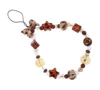 FRCOLOR Leopard Print Beaded Phone Wrist Strap - Anti-Lost Mobile Phone Lanyard with Beaded Charm, Lightweight Wrist Chain for Everyday Errands