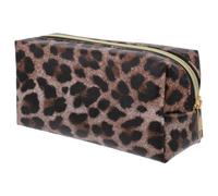 FRCOLOR Leopard Print Makeup Bag Clutch Portable Cosmetics Storage Organizer Zippered Handbag for Travel Daily Use 7.48X3.54X2.76In