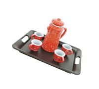 FRCOLOR Lifelike Miniature Teapot and Mini Cups with Black Tray Fairy House Accessories for Dollhouse Decoration Compact and Lightweight Afternoon Tea Model