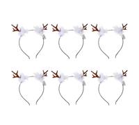 FRCOLOR Light Up Reindeer Headbands, 6pcs Antlers Headband with LED Lights Holiday Headbands Reindeer Antler Hairband