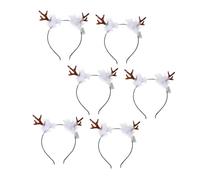 FRCOLOR Light Up Reindeer Headbands LED Antler Headbands, 6pcs Antlers Headband with LED Lights Holiday for Birthday Party