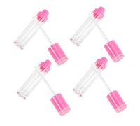 FRCOLOR Lip Gloss Tubes Wand 8ml Empty Lip Gloss Refillable Plastic Bottles Round Shape 4pcs for Makeup Travel Liquid (Rosy)