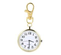 FRCOLOR Luminous Pocket Watch Key Buckle Unisex Nurse Watch White Dial and Gold Case, Hanging Chain for Middle-Aged and Elderly, Glow-in-The-Dark Timepiece for Everyday Use