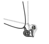 FRCOLOR Magnetic Matching Heart Necklace Languages I Love You Projection Pendant for Couples Stylish Jewelry for Weddings Anniversaries and Special Occasions