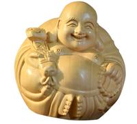FRCOLOR Maitreya Buddha Decor, Maitreya Buddha Modeling Adornment, Box-wood Material, Unique Appearance, Smooth Surface, Artistic Decoration for Living Spaces