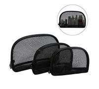 Frcolor Make-up Bags Cosmetic Bags Black Transparent Mesh Bag Organiser Pack of 3 Assorted Size