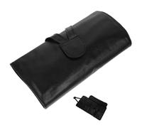 FRCOLOR Makeup Brush Holder Organizer 18 Piece Set Roll-up Bag Binding Belt Black PU Leather for Women Girls