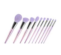 FRCOLOR Makeup Brush Set Practical Cosmetics Tools with Wear-resistant Handle 10pcs Purple and Soft Artificial Fiber Bristles for Face Beauty and Loose Powder Application for Women