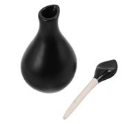 FRCOLOR Matte Black Ceramic Essential Oil Bottle 40ml Refillable Vintage Leaf Shape Aromatherapy Diffuser Jar for Spa and Beauty Salon Use