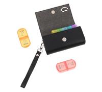 FRCOLOR Medicine Organizer Mini Medicine Box Pu Leather Elegant Stylish Case with Handy Wrist Strap for Women Travel Outdoor Use