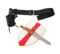 FRCOLOR Medieval Knight Shield and Sword Belt Set for Viking Cosplay Renaissance Costume Accessories with Scabbard and Pirate Style for Halloween Dress-up and Historical Reenactments