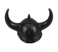 FRCOLOR Medieval Viking Horned Helmet Costume Hat for Adults, Lightweight Black Plastic Viking Cap for Birthday Celebration and Masquerade Dress up Accessories