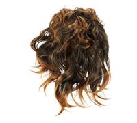 FRCOLOR Medium Black Mixed Color Punk Disco Wig for Men Versatile Mullet Hairpiece with Unique Color Blend Easy to Style Rocker Costume for Music Festivals Stage Performances and