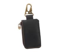 FRCOLOR Men's Leather Change Purse with Keychain Small Zipper Wallet for Earphones and Keys Compact Waist Hanging Pouch for Business and Travel