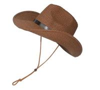 FRCOLOR Men's Wide Brim Straw Sun Hat Foldable Summer Beach Floppy Hat Lightweight Breathable Uv Protection for Outdoor Activities Coffee Color