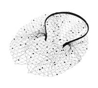 FRCOLOR Mesh Headband with Veil for Women Fascinator Headpiece with Rhinestones and Pearls Elegant Hair Accessories for Bridal Showers and Tea Parties
