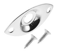 FRCOLOR Metal Guitar Jack Plate Pickup Socket Cover with Unique Cat Eye Design Easy No Tool Installation Protective Input Socket for Electric Guitar and Bass Replacement Stylish Chrome