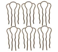 FRCOLOR Metal U-shape Hairpin Set 6pcs Hair Fork Clips for Women Bun Holder Styling Accessory Ballet Bobby Pins Dark