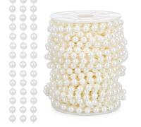 FRCOLOR Meter Artificial Pearl String Beads Garland Round Plastic Pearls, Versatile and Easy to Cut for Wedding Decoration and Creating a Piece of Jewellery in Beige