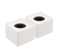 FRCOLOR Microphone Carry for Reporters Mic Professional by Interview Use Convenient 2pcs White Abs Logo Cube Flags, Shaped Station and Easy to