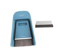 FRCOLOR Mini Broom and Dustpan Set for Table Sturdy Wet and Dry Cleaning Set for Home Office Kitchen Countertop and Desk (Blue)
