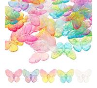 FRCOLOR Mini Butterfly Ornaments Random Color and Exercise Hands-on Ability 50pcs Acrylic Beautiful Gradient Colour Decorations to Enhance Phone Cases for DIY Crafts and Jewelry Making