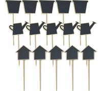 FRCOLOR Mini Chalkboard Signs Featuring Kettle Wooden Place Cards 30pcs with Removable Smooth Flower Jar, and House for Plant Pots and Food Labels, for Parties and Table Setting