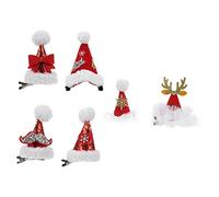 FRCOLOR Mini Christmas Hat Hair Clip,Plush Hairpin Pom Pom Hair Clips Sequin Hair Barrette Glitter Bobby Pins Christmas Hair Accessories for Kids,Girls,6pcs(Mixed Color)