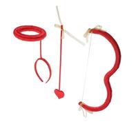 FRCOLOR Mini Cupid Bow and Arrow with Red Angel Halo Headband, Valentine’S Day Costume Accessory Set for Women, Valentines Party and Cosplay