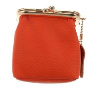 FRCOLOR Mini Kiss Lock Purse Square Pouch for Lipstick Perfume Coin Storage Compact Portable Makeup Bag for Travel and Daily Use in Orange