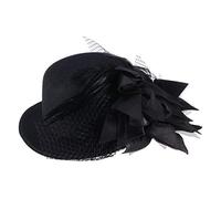 FRCOLOR Mini Top Hat Fascinator Hair Clip, Black Veil Top Hat Hair Clip Hair Accessories for Halloween Tea Party