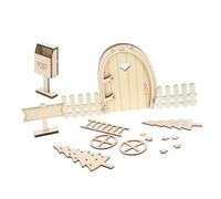 FRCOLOR Mini Wooden Fairy Door Kit with Mailbox Fence Tree Dollhouse Scene Layout for DIY Craft Fairy Tale Mini Figurines Paintable Double-sided Model for Garden and Home Decoration