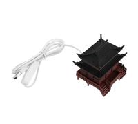 FRCOLOR Miniature Chinese Pavilion Model and Easy Assembly with Decorative Light Source Brown Pla Material, Intricate Chinese Design for Fish Tank and Fairy Garden Figurines, for Office