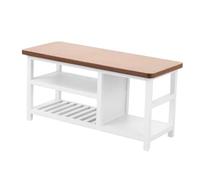 FRCOLOR Miniature Computer Desk Model for Dollhouse Walnut Finish Realistic Mini Dollhouse Furniture Accessory for Scenes Detailed Scale Home Decor Table