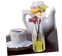 FRCOLOR Miniature Daisy Flower Ornament in Glass Vase Tiny Bonsai Decor Mini Potted Floral Arrangement for Dollhouse Accessories Home Decoration