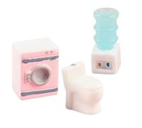 FRCOLOR Miniature Dollhouse Appliances Realistic Mini Toilet Washing Machine Water Fountain Dollhouse Bathroom Accessories for Micro Home Decor Collectors