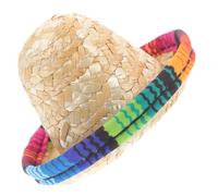 FRCOLOR Miniature Straw Hat for Dolls and Pets Straw Woven Mini Hat Bottle Topper Cute Tiny Accessory for Parties Weddings Showers Anniversary Decorations