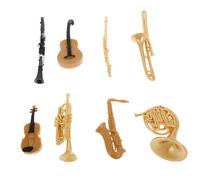 FRCOLOR Miniature Woodwind Instrument Models Set with Saxophone Trumpet Trombone and Guitar Portable Dollhouse Accessories for Music Lovers Decorative Collectible Home and Office Display