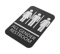 FRCOLOR Modern Metal Unisex Restroom Sign with Braille for All Gender Bathroom Door Self-adhesive Abs Material Moisture Resistant Inclusive Toilet Sign for Home Office Schools Hospitals